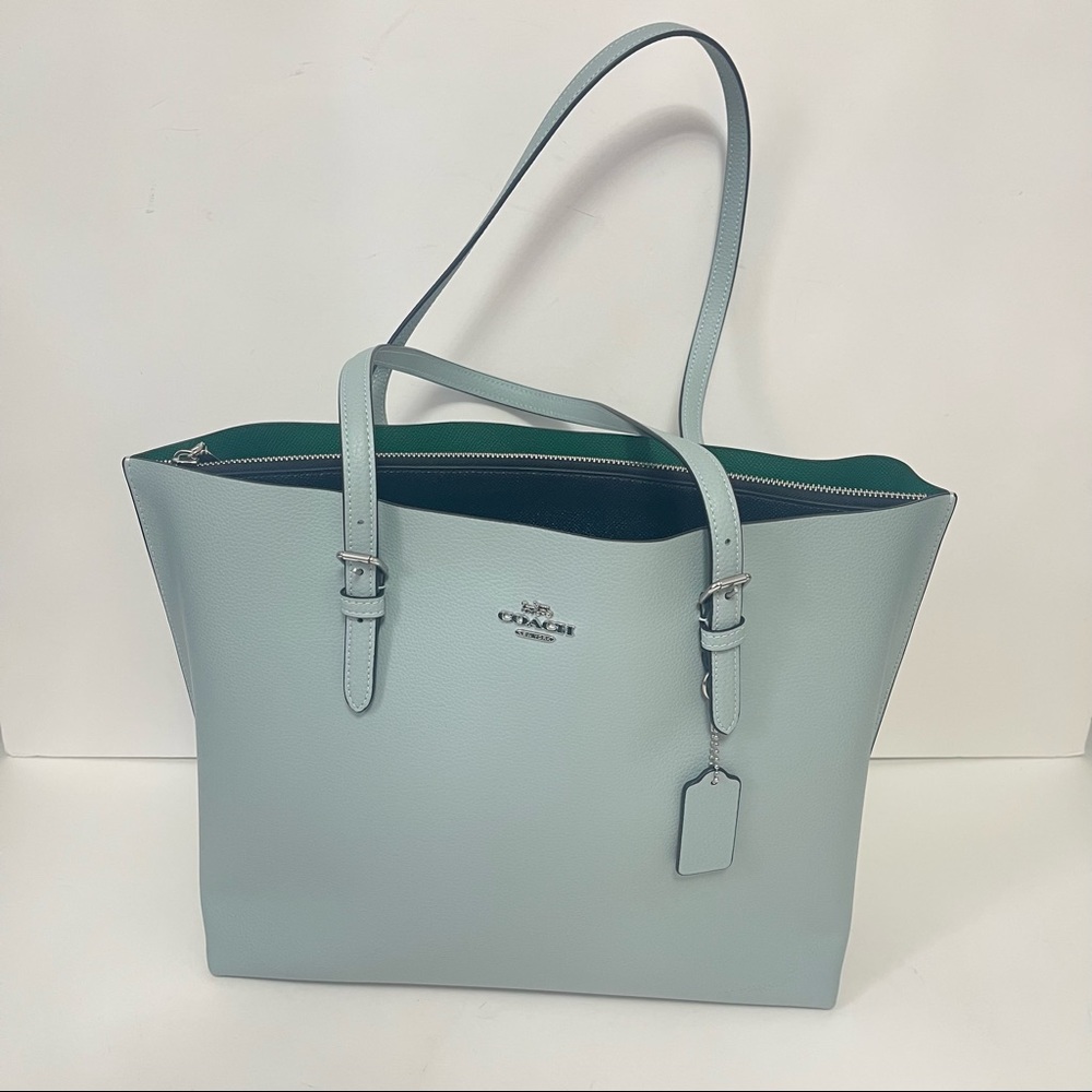 Coach Mollie Tote -Light Teal & Silver New W/ Tag - Perfect For Work - Reemoly